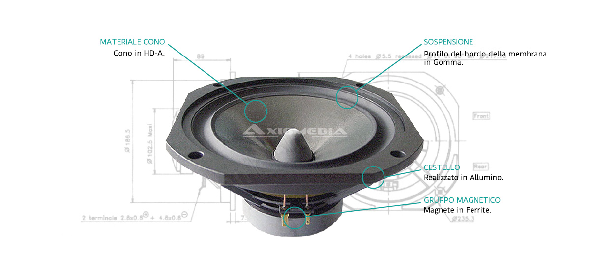 HM210Z0 - 210mm Midwoofer Audax HDA cone - Midwoofer | Axiomedia