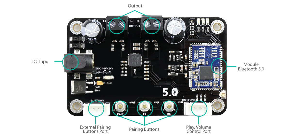 Scheda Amplificatore Ricevitore Audio 4.2 Stereo Mini Stereo Modulo DC 3.7-5V 5W + 5W Scheda